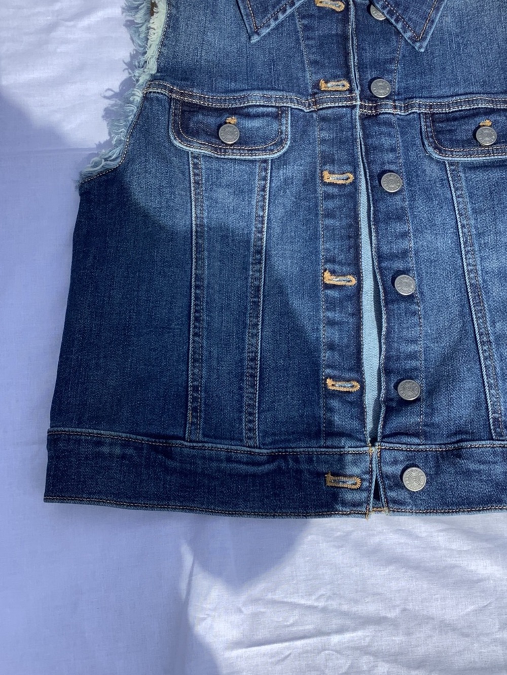 Zumba Fitness Dark Blue Denim Sleeveless Jean Jacket - Picture 5 of 10